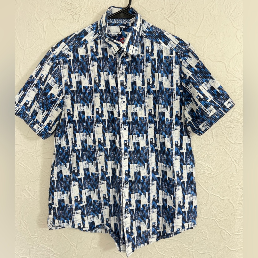 Robert Graham LAVETA Short Sleeve Large $178 Classic Fit Shirt SIZE MEDIUM